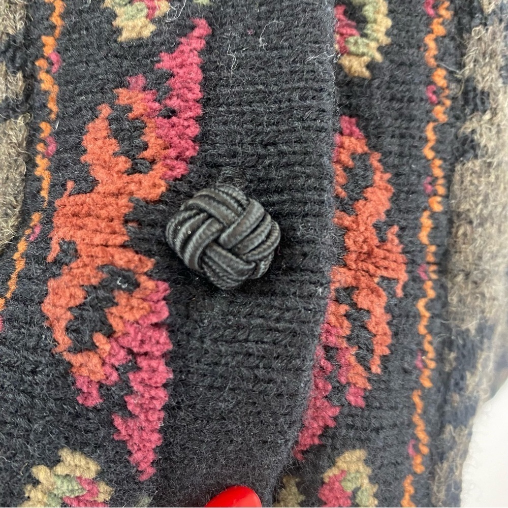 Icelandic Design Wool Cotton Lined Sweater Jacket Sz M Folklore Floral‎ Filigree - Picture 10 of 16
